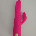 Thrusting Rabbit Vibrator, G Spot Clitoral Vibrator Waterproof & Rechargeable Realistic Silicone Dildo Vibrator with 3 Thrusting & 10 Vibrating Modes, Rose Sex Toys for Women