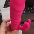 Thrusting Rabbit Vibrator, G Spot Clitoral Vibrator Waterproof & Rechargeable Realistic Silicone Dildo Vibrator with 3 Thrusting & 10 Vibrating Modes, Rose Sex Toys for Women