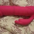 Thrusting Rabbit Vibrator, G Spot Clitoral Vibrator Waterproof & Rechargeable Realistic Silicone Dildo Vibrator with 3 Thrusting & 10 Vibrating Modes, Rose Sex Toys for Women